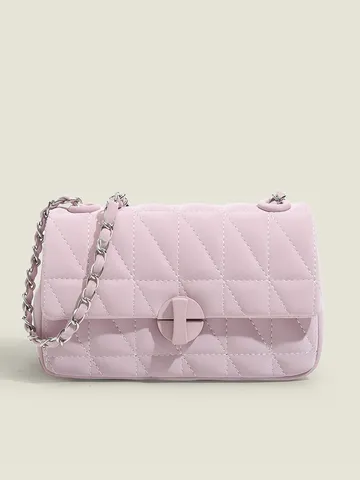 Bolso Bandolera Acolchado con Cadena para Mujer Cuero PU Pequeño Bolso de Hombro Cuadrado Estilo de Diseñador