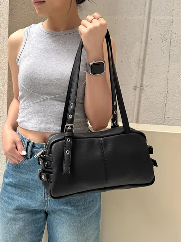 Donne Vintage Boston Borsa a Tracolla PU Pelle Casual Retro Cuscino Borsa a Mano