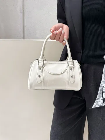 Donna Boston Borsa a Tracolla Pelle PU Manico Superiore Borsa a Mano Casual Commuter Bowling Borsa Elegante