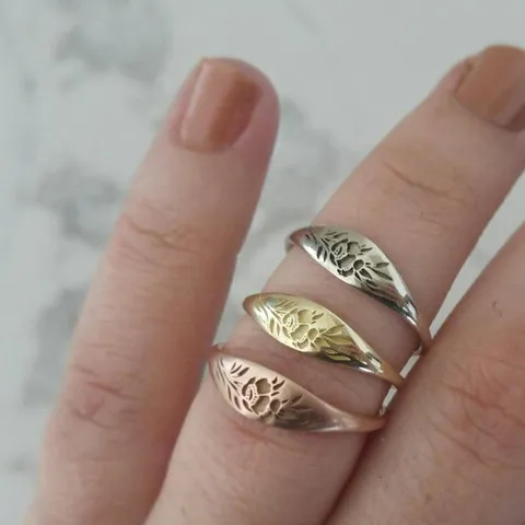 Anello Aperto Cavito Floreale In Lega Minimalista Per Donne Placcato Oro Argento Oro Rosa Gioiello Da Dito Di Moda