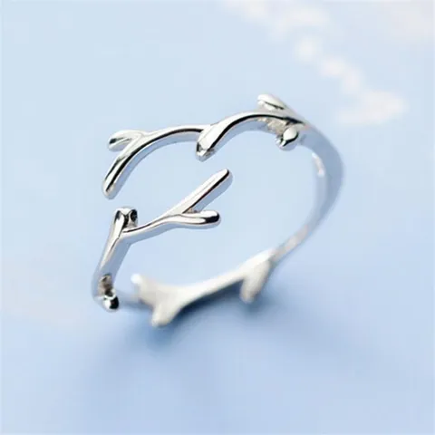 Minimalist Copper Open Ring For Women Sweet Deer Antler Adjustable Finger Ring