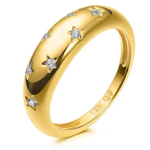 Anello a Stella in Strass in Lega Minimalista di Moda Europea e Americana Donne Anello Aperto Geometrico Gioiello da Dito Regalo