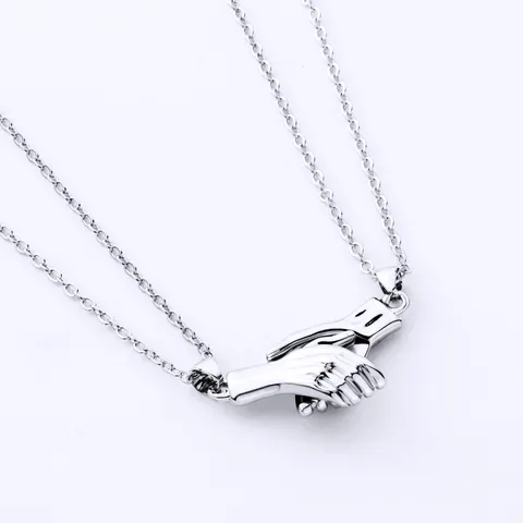 Couple Magnetic Hands Holding Matching Necklace Alloy Minimalist Clavicle Chain Valentine Day Gift Jewelry Set