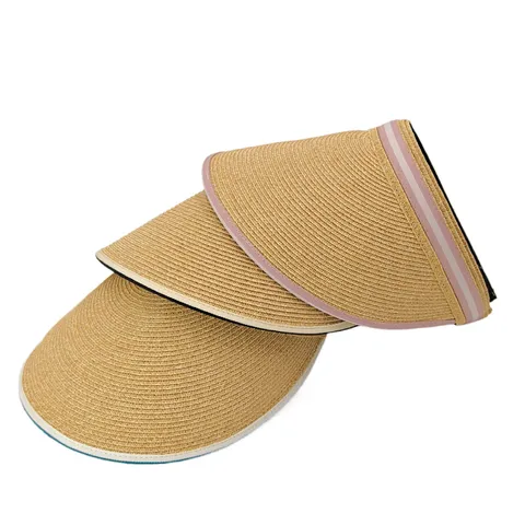Chapeau Visière en Paille de Papier Style Japonais pour Femmes Été Plage Serre-tête Protection Solaire Pare-soleil Chapeau de Paille