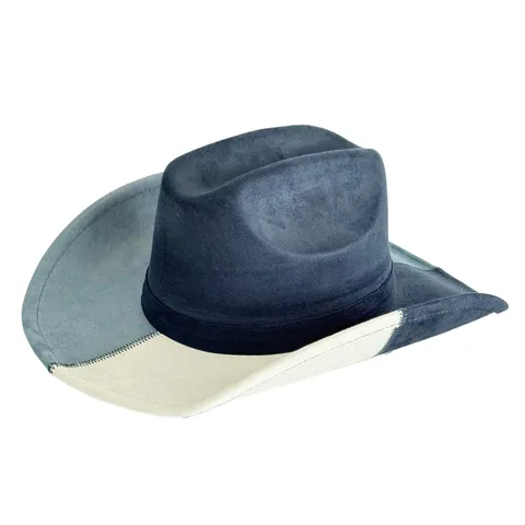 Retro Western Cowboy Hat Color Block Faux Suede Jazz Fedora Hat Wide Brim Panama Sun Hat For Unisex Travel Casual Outdoor