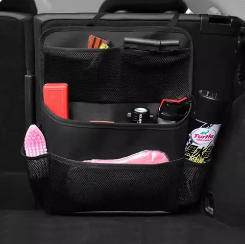 Organizador de Respaldo de Asiento de Coche Bolsa de Almacenamiento Bolsillos Múltiples Tela Oxford Cuero PU Accesorios Interiores de Auto Negro