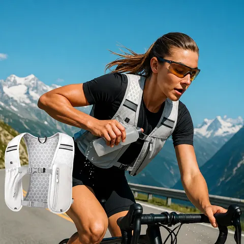 Outdoor Sports Vest Bag Running Cycling Hiking Backpack Breathable Mesh Multi-Pocket Water Bottle Storage Bag