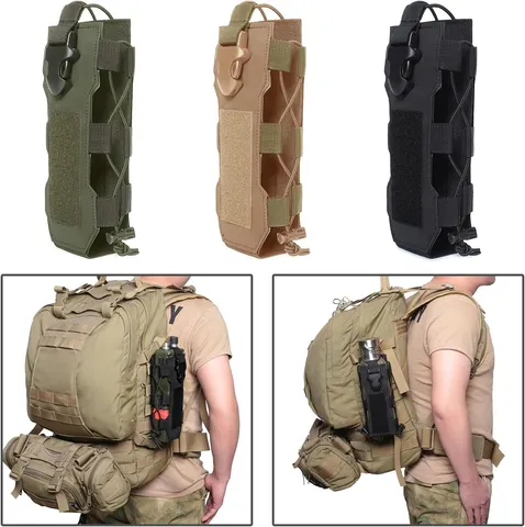 Tactical Water Bottle Pouch Nylon Outdoor Cycling Military Molle Bottle Holder Pocket Camping Hiking Equipment Bag