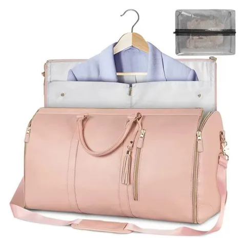 Multifunctional Travel Duffel Bag Large Capacity PU Leather Suit Garment Bag Portable Business Travel Luggage Bag