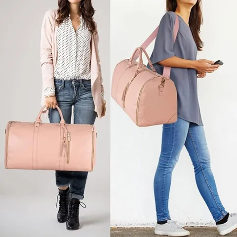 Multifunctional Travel Duffel Bag Large Capacity PU Leather Suit Garment Bag Portable Business Travel Luggage Bag