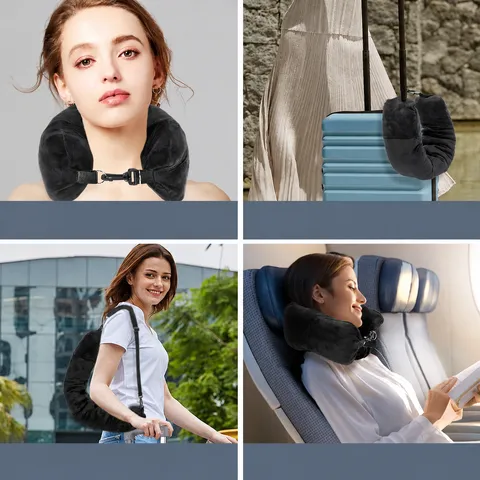 Travel U Shaped Neck Pillow Fillable Storage Bag Portable Airplane Neck Pillow For Clothing Organization Travel Gear