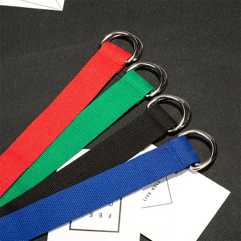 Unisex Canvas Belt Double D Ring Buckle Casual Woven Belt For Men And Women Daily Fashionable Waist Belt Accessory