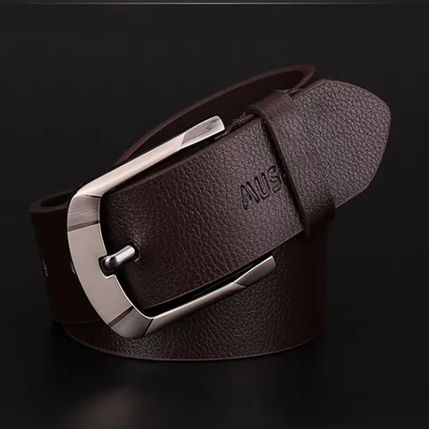 Heren Echt Leer Business Casual Riem Met Legering Doornsluiting Verstelbaar Effen Ontwerp Heren Broekriem Mode Tailleband