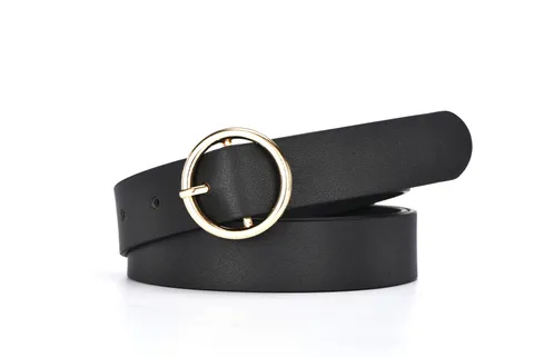 Women Genuine Leather Belt Vintage Round Metal Pin Buckle Casual Dress Pants Waistband Daily Fashion Belt Accessories