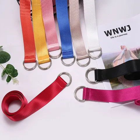 Casual Unisex Canvas Belt Double Ring Metal Buckle Adjustable Fashion Waistband For Jeans Daily Wear Accessories