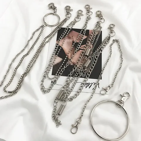 Punk Style Metal Waist Chain Hip Hop Multilayer Jeans Chain Streetwear Body Jewelry Accessories For Men Women
