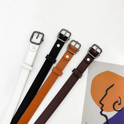 Cintura in Pelle Sintetica alla Moda da Donna Fibbia Quadrata Piccola Retrò in Lega Cinturino in Vita Cintura Casual Versatile