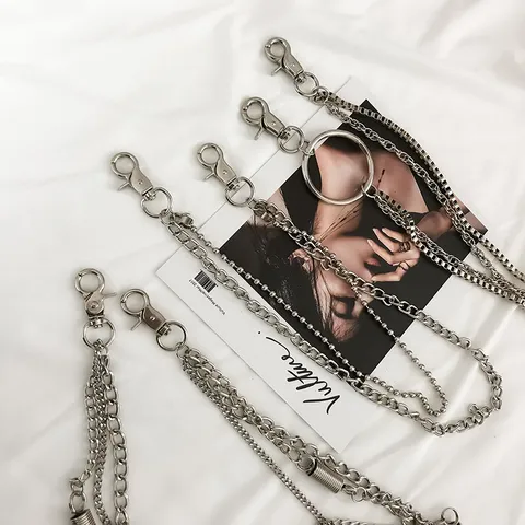 Punk Style Metal Waist Chain Hip Hop Multilayer Jeans Chain Streetwear Body Jewelry Accessories For Men Women