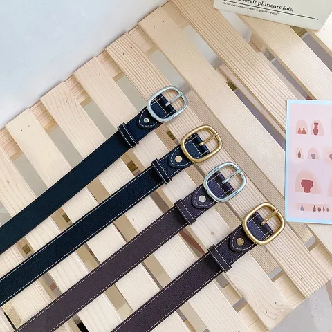 Women Vintage Casual PU Leather Belt Retro Metal Pin Buckle Jeans Pants Belt Fashion Decorative Waist Belt Accessory