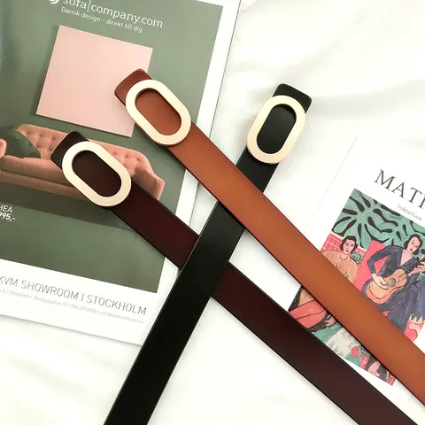 Women Genuine Leather Belt Minimalist Casual Cowhide Pin Buckle Belt For Jeans Decorative Waist Belt Fashion Accessories