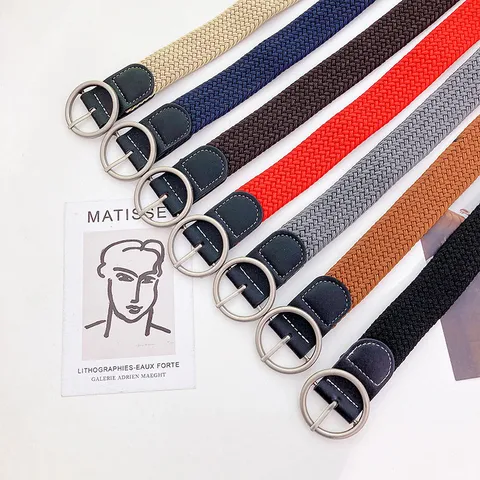 Unisex Casual Canvas Woven Belt Vintage Fashion Metal Buckle Adjustable Waist Belt For Jeans Daily Wear