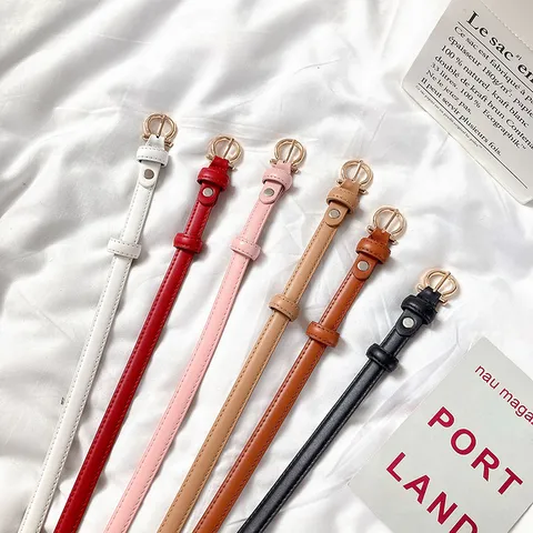 Women Casual Candy Color Thin Leather Belt Korean Style Ins Simple Versatile Dress Waist Strap Fashion Belt Accessories