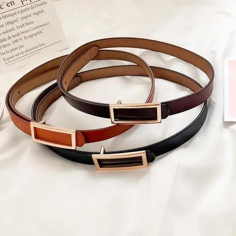 Women Genuine Leather Belt Minimalist Metal Pin Buckle Casual Dress Coat Waist Belt Fashion Everyday Accessories