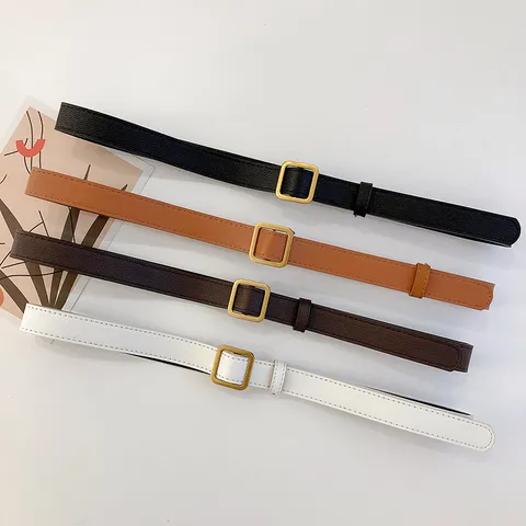 Dames Casual Retro Effen Kunstleer Riem Vierkante Metalen Gesp Mode Tailleband Accessoire Voor Jeans