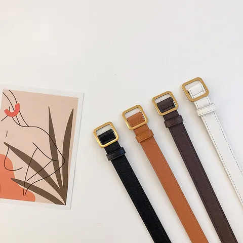 Dames Casual Retro Effen Kunstleer Riem Vierkante Metalen Gesp Mode Tailleband Accessoire Voor Jeans