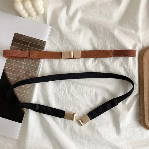 Γυναικεία Ελαστική Ζώνη Μόδας Minimalist Μεταλλική Αγκράφα Λεπτή Ζώνη Φορέματος Παλτό