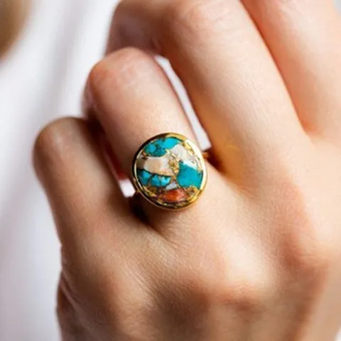 Anillos de Aleación de Strass Vintage para Mujer Anillos de Banda Gométricos Redondos Multicolor Joyería de Dedo Regalo