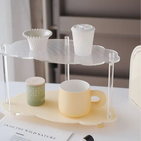 Ins Minimalist Acrylic Desktop Perfume Storage Rack Double Layer Cloud Shape Cosmetic Organizer Stand