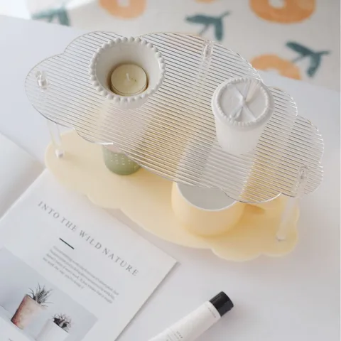 Ins Minimalist Acrylic Desktop Perfume Storage Rack Double Layer Cloud Shape Cosmetic Organizer Stand