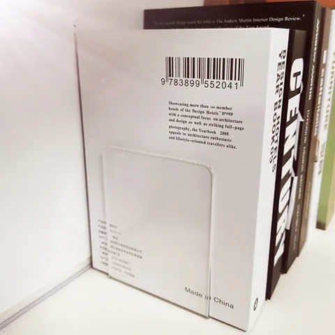 Transparent Acrylic L Shaped Book Ends Desktop Book Stopper Bookshelf Picture Book Storage Holder Office Stationery