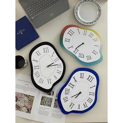 Creative Melting Wall Clock Modern Abstract Acrylic Silent Hanging Clock Roman Numerals Art Decor For Living Room