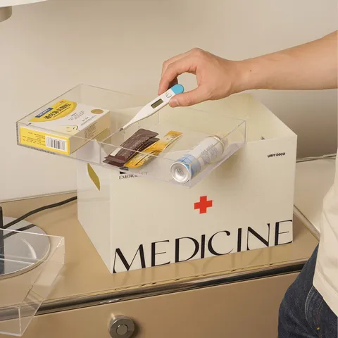Acrylic First Aid Box Household Emergency Storage Box Dustproof Portable Medicine Organizer Large Capacity Container For Home