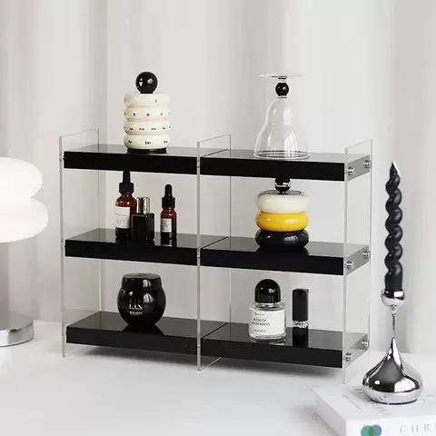 Acrylic Cosmetic Storage Rack Desktop Organizer Multi-Functional Perfume Shelf Makeup Display Stand For Bedroom Office Home Decor