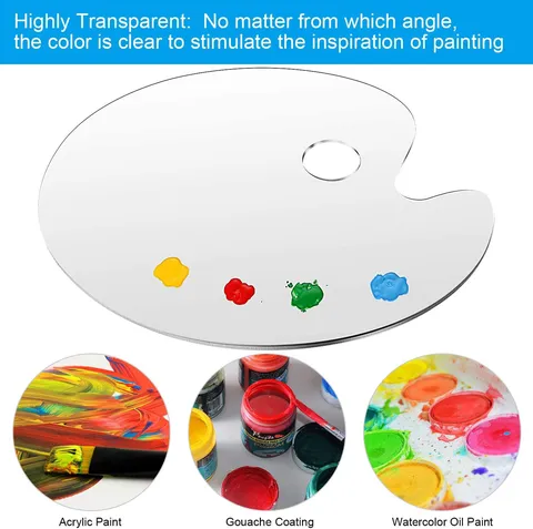 Transparent Acrylic Art Palette Clear Paint Mixing Palette With Thumb Hole For Oil Watercolor Acrylic Painting Artist Drawing Supplies