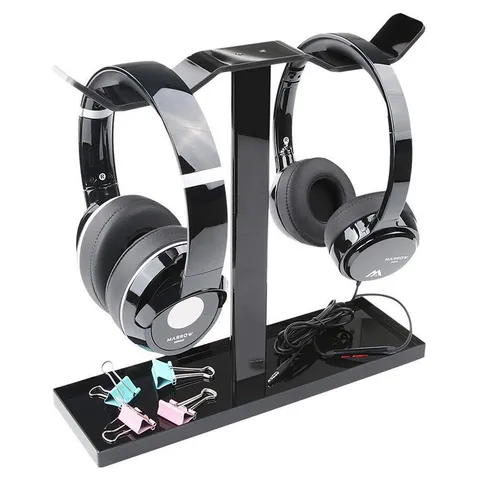 Acrylic Headphone Stand Dual Headset Holder Desktop Stand Support With Storage Tray For Gaming Headsets Office Home