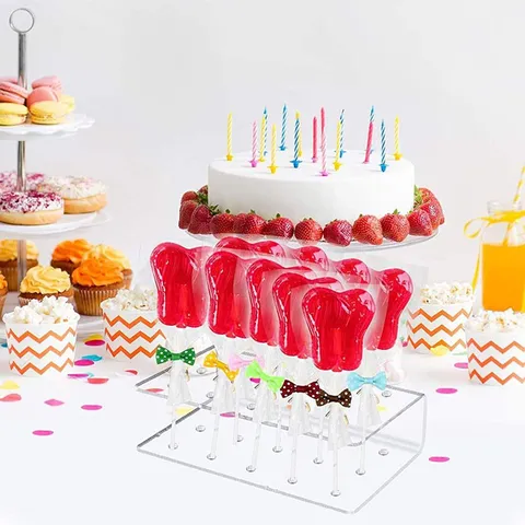 Soporte Transparente de Acrílico de 15 Agujeros para Bodas Fiestas de Cumpleaños Postres