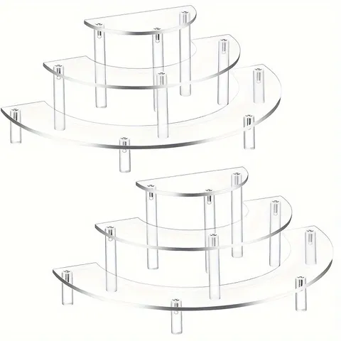 Clear Acrylic Cake Display Stand Tiered Dessert Cupcake Holder Makeup Storage Organizer For Party Home Decor
