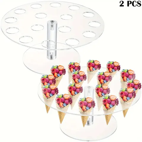 Soporte de Cono de Helado de Acrílico Transparente 16 Agujeros Expositor de Postres para Fiesta Almacenamiento de Cocina Organizador