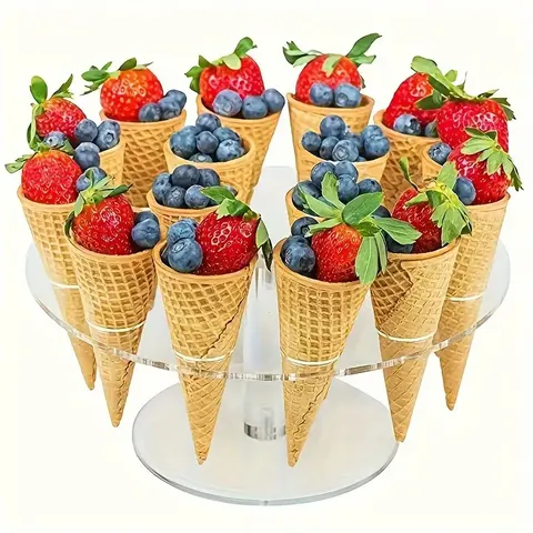 Soporte de Cono de Helado de Acrílico Transparente 16 Agujeros Expositor de Postres para Fiesta Almacenamiento de Cocina Organizador