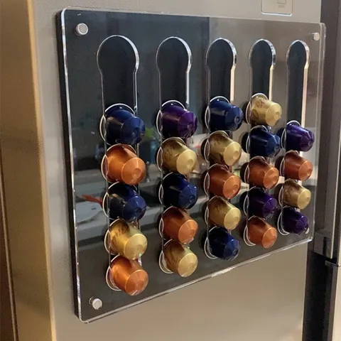 Clear Acrylic Coffee Capsule Storage Rack Wall Mounted Pod Holder Organizer For Home Office Bar And Coffee Shop