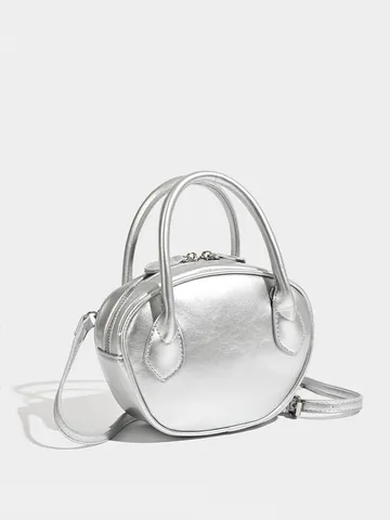 Borsa da Bowling in Pelle PU da Donna Borsa a Conchiglia Piccola Borsa a Tracolla Casual Borsa a Mano con Manico Superiore Borsetta