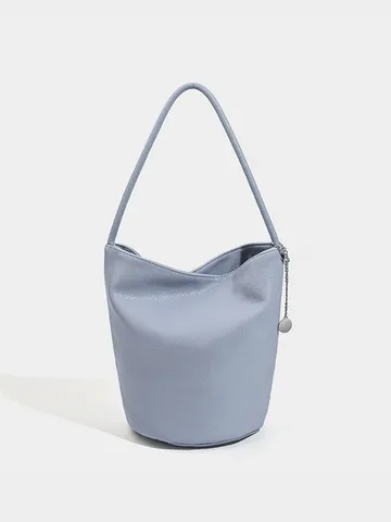 Donna Moda Casual PU Pelle Borsa a Secchiello Minimalista Motivo Litchi Commuter Spalla Ascella Borsa