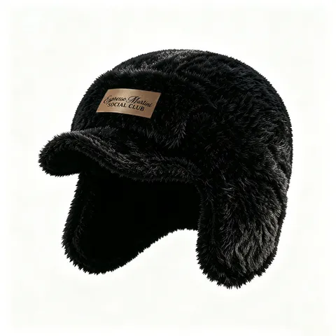 Chapeau de Trappeur Thermique Hiver Unisexe Tricoté en Acrylique Épais Chapeau à Rabats d'Oreilles en Peluche Chapeau de Bombardier