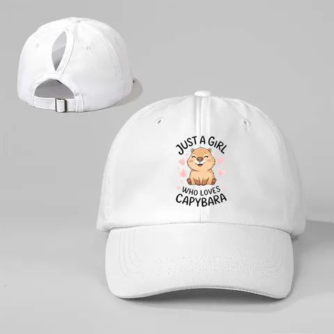 Lässige Polyester Digital Gedruckt Baseballkappe Cartoon Capybara Grafik Pferdeschwanz Sonnenschutz Einstellbar Outdoor Hut Für Damen