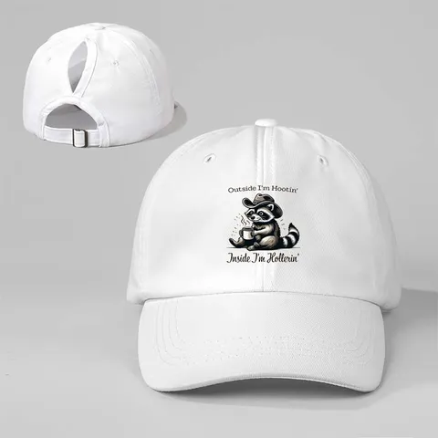 Dames Paardenstaart Honkbalpet Cartoon Wasbeer Grafisch Bedrukt Gebogen Klep Hoed Verstelbaar Polyester Outdoor Zonnescherm Sportpet