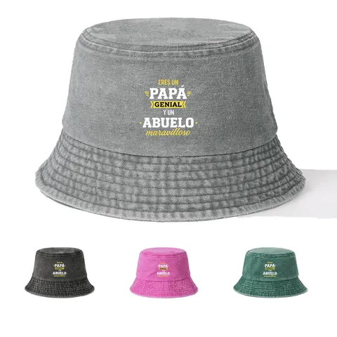 Chapeau Bob en Polyester Délavé Imprimé Lettres Espagnoles Cadeau Père Protection Solaire Décontractée Plein Air Adultes